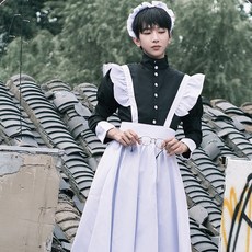엘쏘 남성용 할로윈데이 섹시 하녀복 코스튬 + 리본머리띠 세트