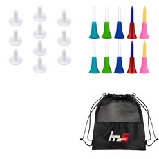 NAYASTYLE TPE 高爾夫標準球梯 GFYP-168-4 10入 + 塑膠高爾夫標準球梯 184-1PU 10入 + 收納袋組合, 隨機出貨