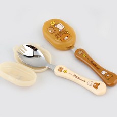 拉拉熊 快樂便利叉匙 2入組, 2種湯匙, 1組, 棕色, 象牙色