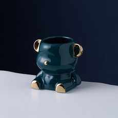 Mondspot 甜點迷你叉子陶瓷小熊餐具筒 YY57438, 綠色, 1個