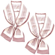 여성용 실크 타이 스트라이프 스카프 2p