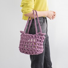 Yarna 編織網袋DIY組, 玫瑰紫, 1套