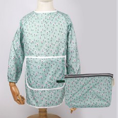 베베슈에뜨 아동용 방수 긴팔 미술가운 + 파우치 세트, 드리밍 플라워 인디스카이