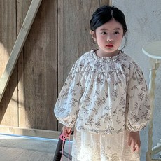 BabyMax 女童花卉荷葉邊襯衫