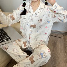 안나앤코 여성용 기프트퍼피 요루면 긴팔 파자마 상하의 세트