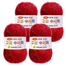 Yarna 100g 大容量高級菜瓜布編織線 4入 + A款印刷圖案 8種組合, 108 紅色, 1套