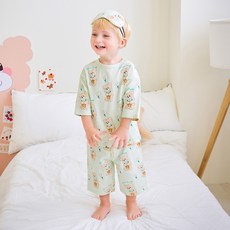 mollimelli friends 花朵熊七分袖居家服套裝