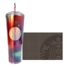STARBUCKS 星巴克 雷射圓頂蓋冷飲杯禮盒, 彩虹, 710ml
