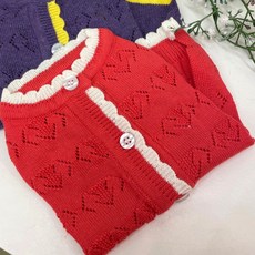 Caniche 可愛蕾絲鏤空針織狗狗開襟衫, 粉紅色