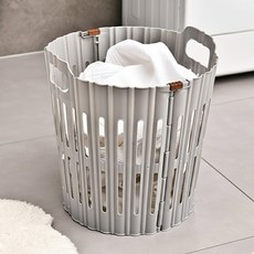 PDS Living 極簡設計可折疊洗衣收納籃, 灰色