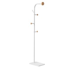 COMET 矮款立式衣帽架, 白色, 木紋色