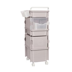 Living Smile 尿布收納箱推車 混合型 3層, Crystal Beige, 1入