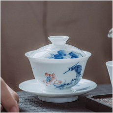 WAD MALL 青花茶杯打開, 白+藍+紅, 1個