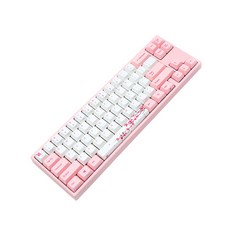 VARMILO 梅花系列PBT染料昇華鍵帽英文可拆卸有線鍵盤棕色, 梅花款(粉色 白色), Miya68PRO, 棕軸
