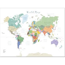 Map.Come 柔和的英文世界地圖 80 x 60cm, 1個