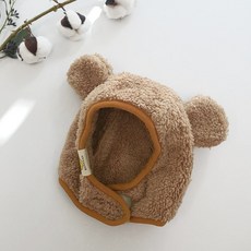 woojooi 幼兒款可愛熊耳罩防寒帽