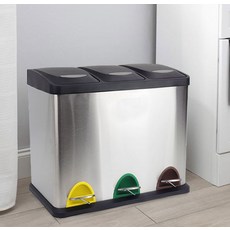 mir 腳踏式不鏽鋼3格分類垃圾桶 24L, 混合色