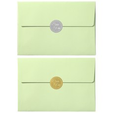 2Youngdesign 文字印花圓形貼紙 50入+明信片信封組 50入, 1組, 隨機出貨(圓形貼紙)+綠色(信封)
