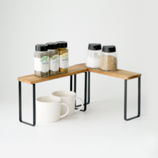 metaltex 相思木鐵製約克拉巴層架整理架, 木質 + 霧面黑, 2個