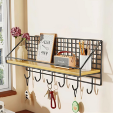 Younco 車鑰匙架 浴室 免鑽孔掛鉤 壁掛置物架, 黑色