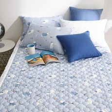 SesaOnline Benny Bear超細纖維背面防潑水防蟎保潔墊, 藍色