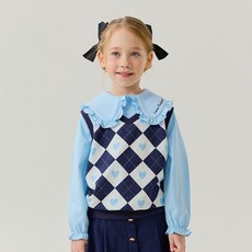 OWLEYBARN 女童菱格紋針織背心領T恤