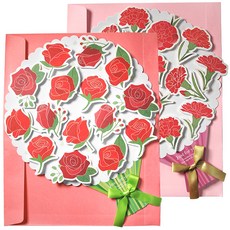 玫瑰花束捲筒信紙 + 康乃馨花束捲筒信紙組合, 隨機出貨, 1套