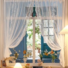 Artyhome 純淨蕾絲窗簾組, 白色