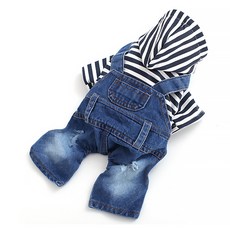 Market A 寵物連帽條紋吊帶褲, 混合色