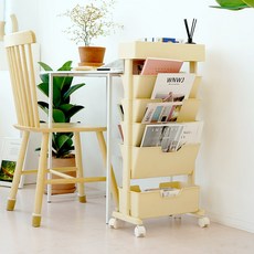 BONOHOUSE 現代纖巧書本收納推車, 奶油色, 6層