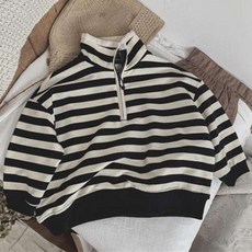 JOY MULTI 孩童條紋半拉鍊長袖T裇