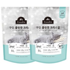구딘 고양이 클린캣 크리스탈 실리카 배변모래, 5L, 2개, 레몬향