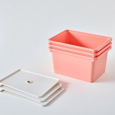 브리다 국내 제조 컬러 다용도 정리 수납박스, 코랄, 3개