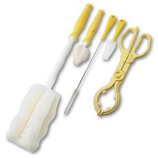 babybear 直瓶刷+奶嘴刷+吸管刷+多功能刷+奶瓶夾, 黃色, 1組