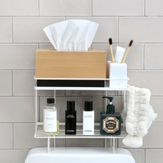 HOMENHOUSE 馬桶上方收納免打孔置物架 2層, 白色, 1個