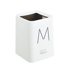스타 모던스타일 심플 휴지통 12L, 화이트(휴지통), 블랙 M(로고), 1개