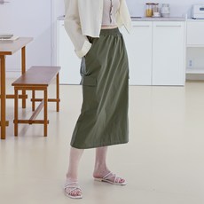 率性工裝口袋鬆緊帶長裙