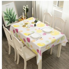 왕실 방수 식물 4인용 식탁 테이블보, 레몬, 137 x 183 cm, 1개