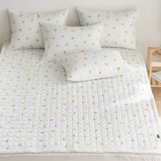 지베딩 튤립 스노우리플 시어서커 여름패드 겸 카페트, 옐로우