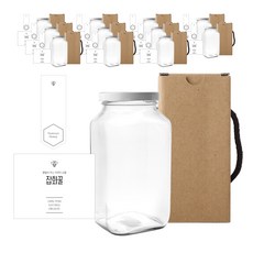 方形蜂蜜瓶 850g+蓋子 白色+簡約瓶身蜂蜜貼紙 L號+封口貼組, 12組, 760ml