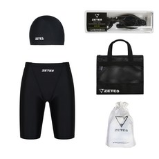 zetessport 兒童生存游泳五分室內泳衣 1351 + 泳鏡 + 泳帽 + 泳袋 + 收納袋 全套組合