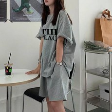 Lemon Soul 女款Tzulin印花短袖T恤 + 鬆緊帶短褲套裝