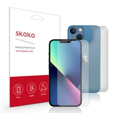 Skoko 疏油手機螢幕保護貼 2片 + 霧面背面外部保護貼 2片組, 1套