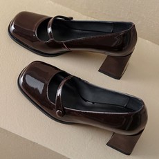 氣墊方頭亮面瑪莉珍跟鞋