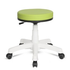 체어포커스 원형 스툴 화이트다리 인조가죽 회전의자 R100WH, 그린, 1개