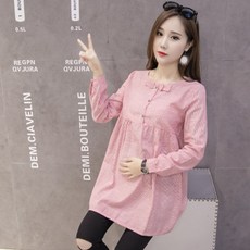 孕婦蝴蝶結條紋長袖襯衫