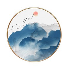 홈인테리어 원형 풍경 동양화 그림 액자 YT_RA916 C타입, 골드