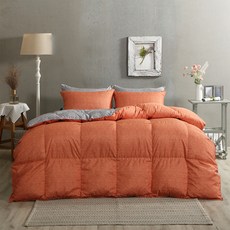 LASELENE Shine Eco 匈牙利 90 色鵝絨被, 灰色+鉻橙