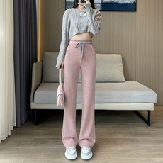 피어니스트 여성용 밴딩 하이웨스트 캐주얼 기모 니트 팬츠