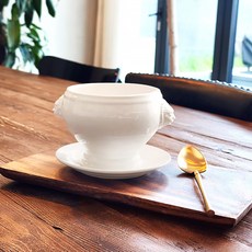 Horeca 萊恩頭 雙耳洋蔥湯碗 大 + 託盤組, 1套, 奶油白